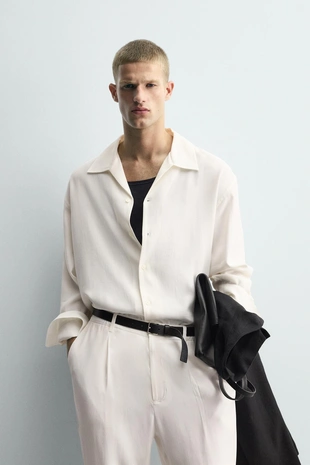 Рубашка RELAXED FIT из струящейся ткани- Заказать в России