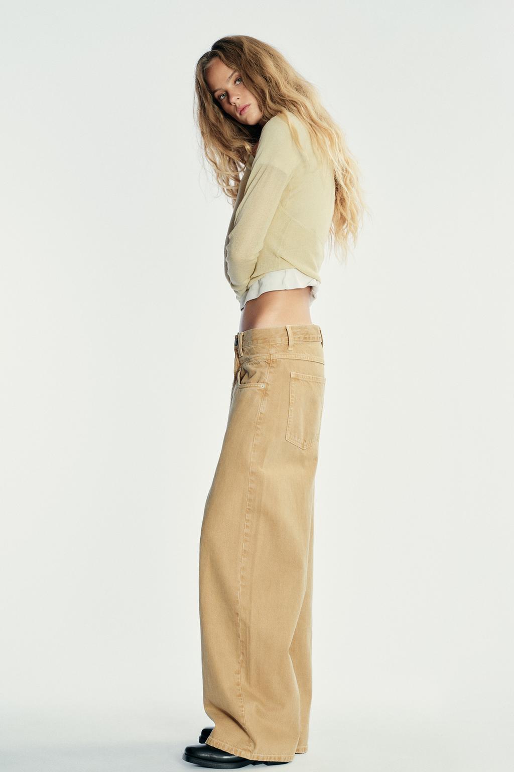 Zara Джинсы trf baggy с низкой посадкой - Цвет охра - ochre