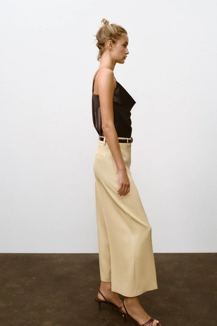 Брюки-кюлоты с ремнем- Заказать в России