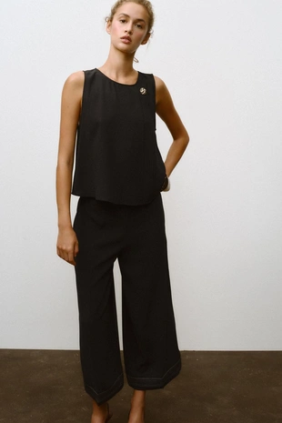 Брюки-кюлоты с плиссированным низом- Заказать в России