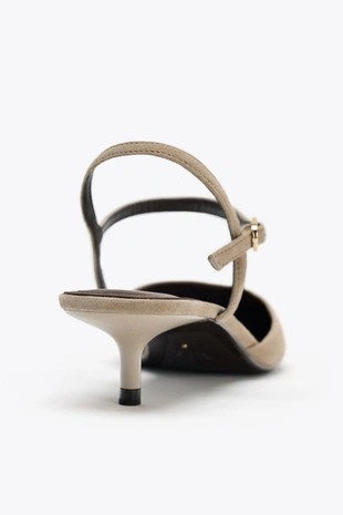 Замшевые туфли-мюли на тонком каблуке- Заказать в России