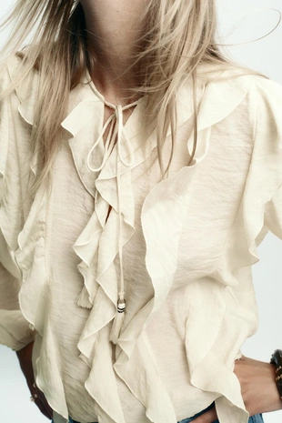 Блуза в романтическом стиле с воланами- Заказать в России