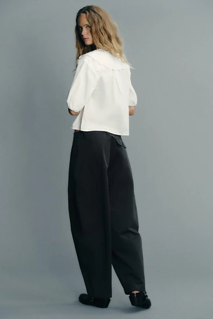 Рубашка с круглым воротником и вышивкой- Заказать в России