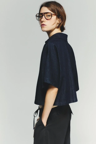 Джинсовая рубашка TRF с воротником поло- Заказать в России