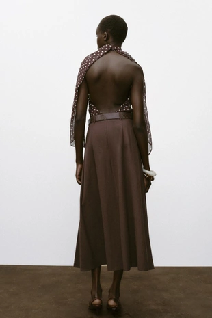 Юбка-клеш миди с ремнем- Заказать в России