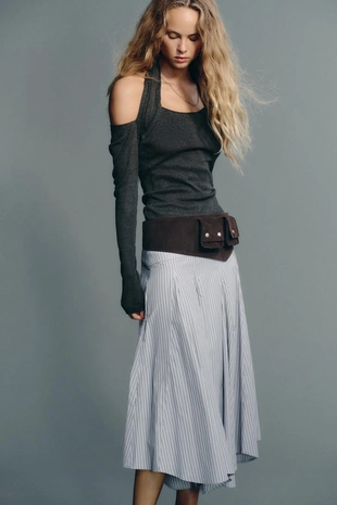 Юбка миди в полоску- Заказать в России