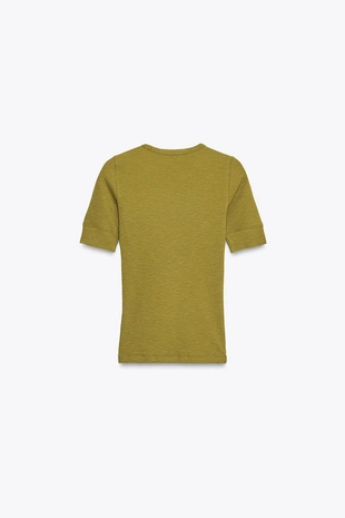 Футболка в рубчик с короткими рукавами- Заказать в России