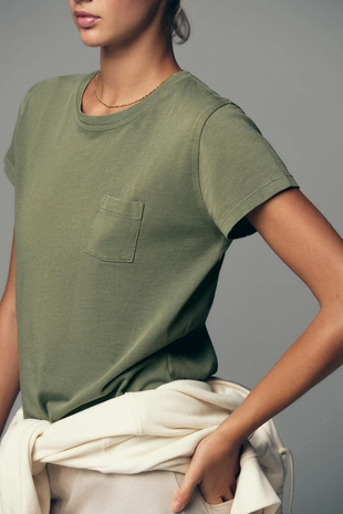 Футболка из ткани с эффектом потертости с карманом- Заказать в России