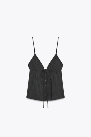 Топ из струящейся ткани на бретелях- Заказать в России