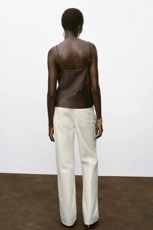 Топ в бельевом стиле из комбинированного атласа- Заказать в России