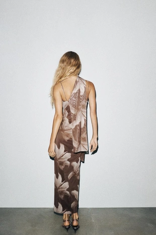 Платье-миди с принтом из тюля с платком- Заказать в России