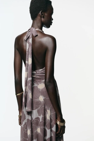 Длинное платье из тюля с принтом и вырезами- Заказать в России