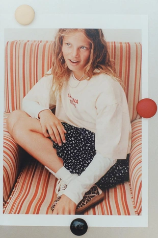 Юбка-шорты с цветочным принтом и тканью бамбула- Заказать в России