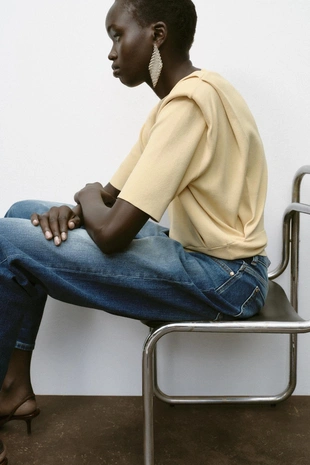 Трикотажный топ с подплечниками