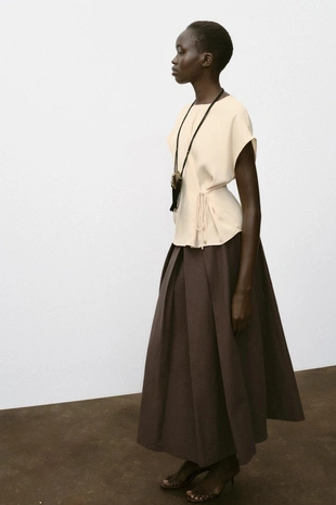 Топ из струящейся ткани со шнурком- Заказать в России