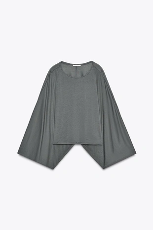 Асимметричная накидка из струящейся ткани- Заказать в России