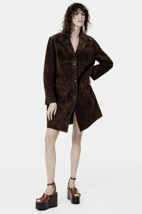 ПАЛЬТО ИЗ 100% ЗАМШИ — коллекция Zara «ZW» 