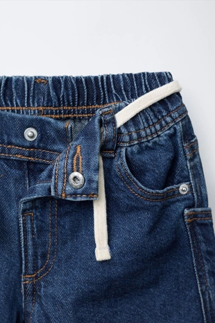 Mid-blue | 7147/501/427 - Zara Джинсы BAGGY с ремнем