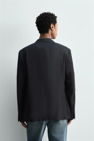 Navy blue | 4721/530/401 - Zara Костюмный блейзер из 100% льна