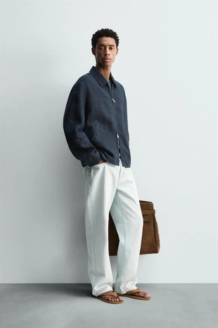 Куртка классического кроя из 100% льна- Заказать в России