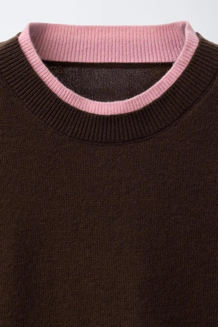 Трикотажный джемпер с двухслойной отделкой- Заказать в России