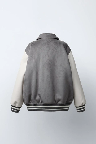 Комбинированный бомбер из искусственной замши- Заказать в России