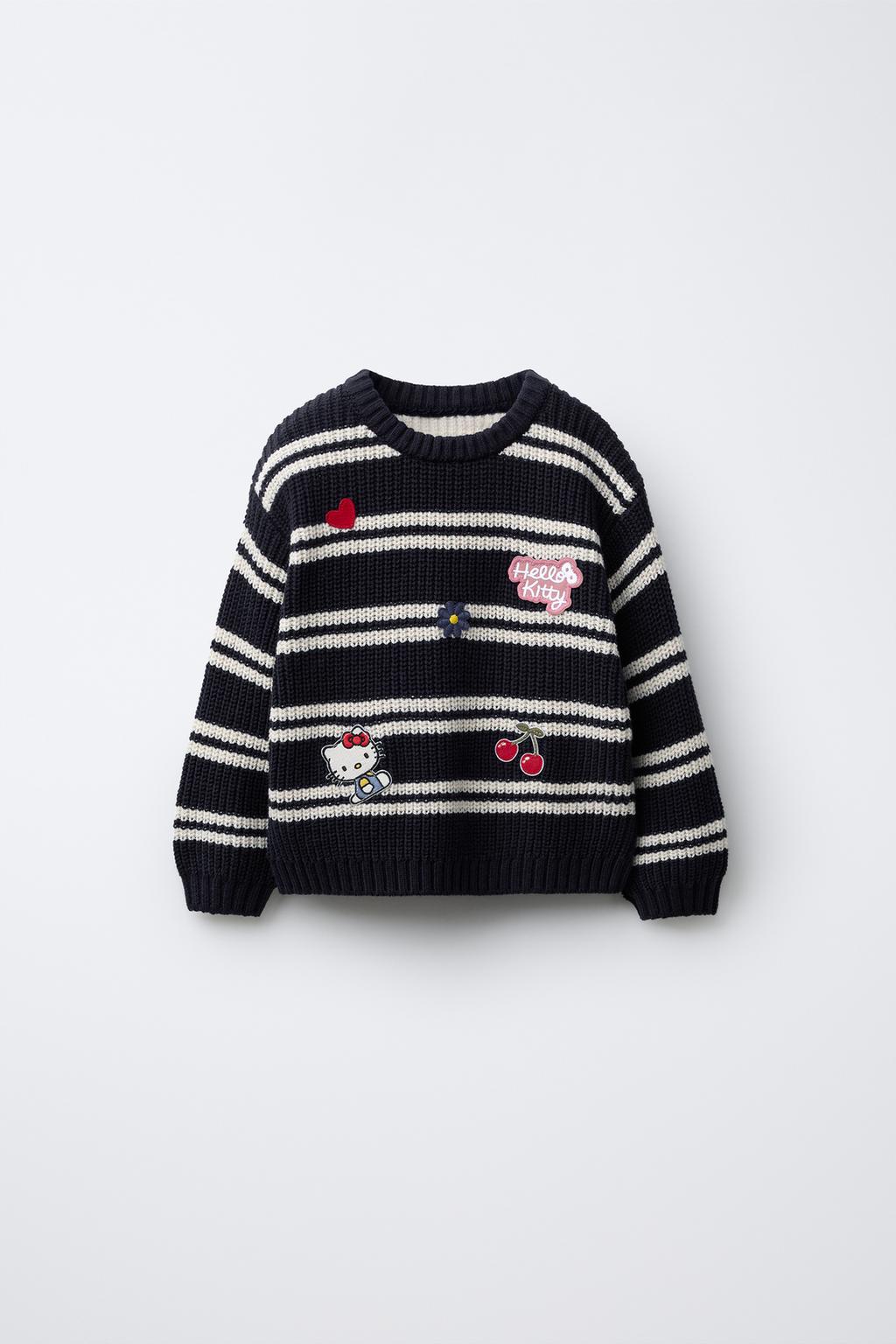 ТРИКОТАЖНЫЙ ДЖЕМПЕР В ПОЛОСКУ С НАШИВКАМИ HELLO KITTY © SANRIO