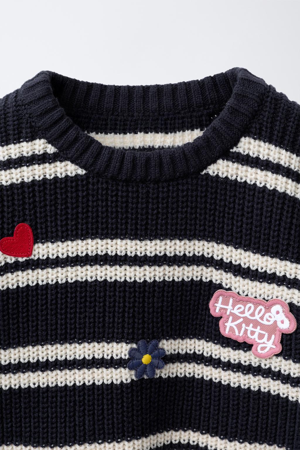 ТРИКОТАЖНЫЙ ДЖЕМПЕР В ПОЛОСКУ С НАШИВКАМИ HELLO KITTY © SANRIO