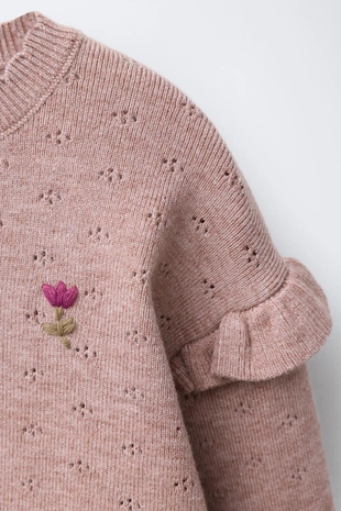Трикотажный джемпер с вышивкой в виде цветов