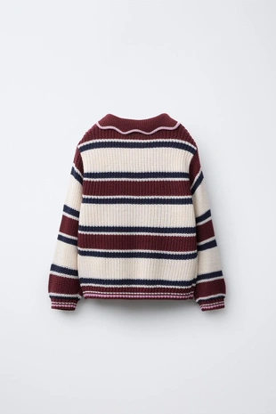 Трикотажный джемпер поло в полоску с вышивкой- Заказать в России