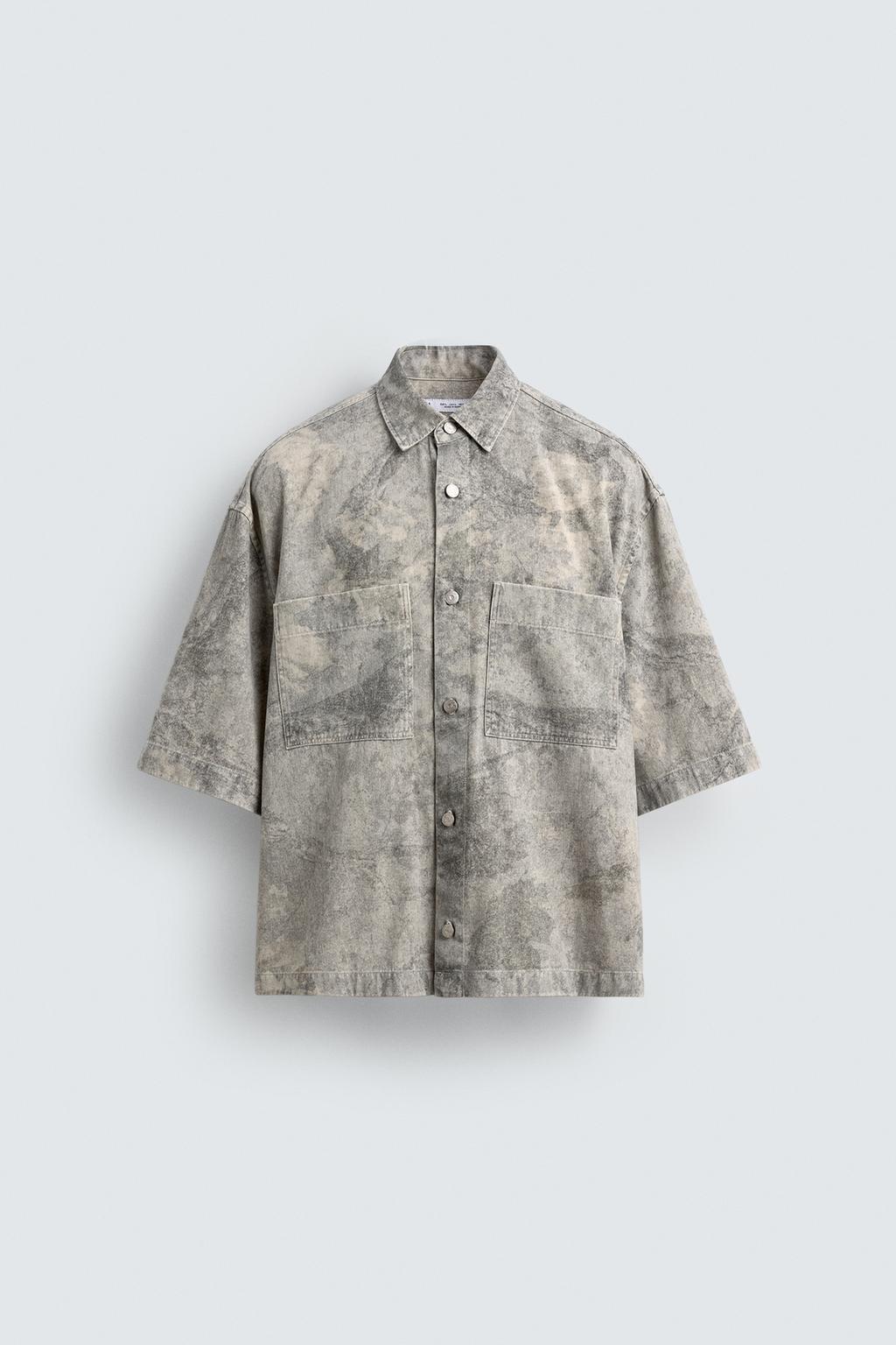 РУБАШКА RELAXED FIT С АБСТРАКТНЫМ ПРИНТОМ