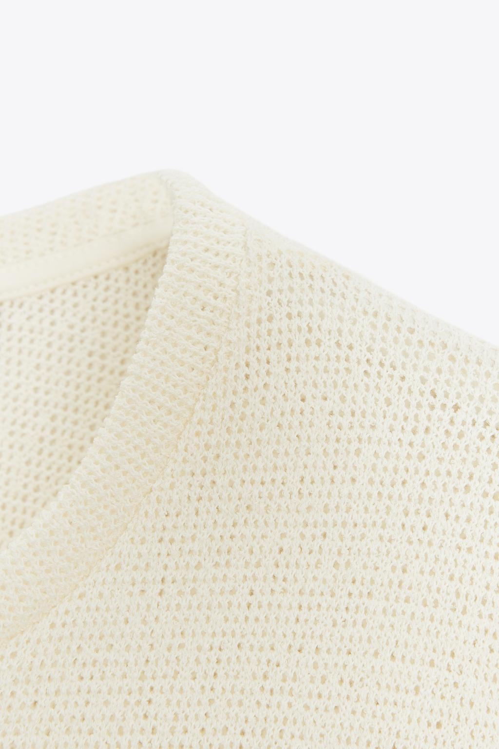 Zara Укороченный трикотажный топ - Цвет желтовато-белый - oyster