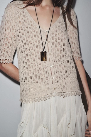 Ажурный трикотажный кардиган- Заказать в России