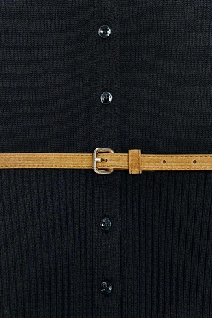 Вязаная куртка с короткими рукавами и поясом- Заказать в России