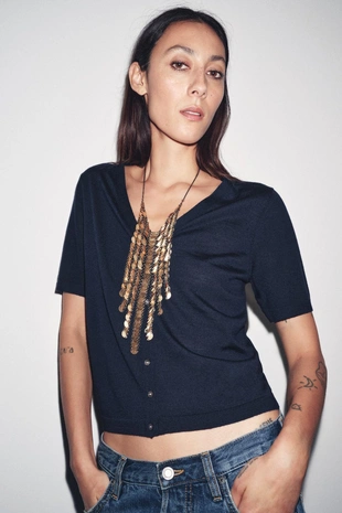 Куртка из 100% сверхтонкой шерсти с короткими рукавами- Заказать в России