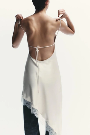 Атласное платье с кружевом- Заказать в России