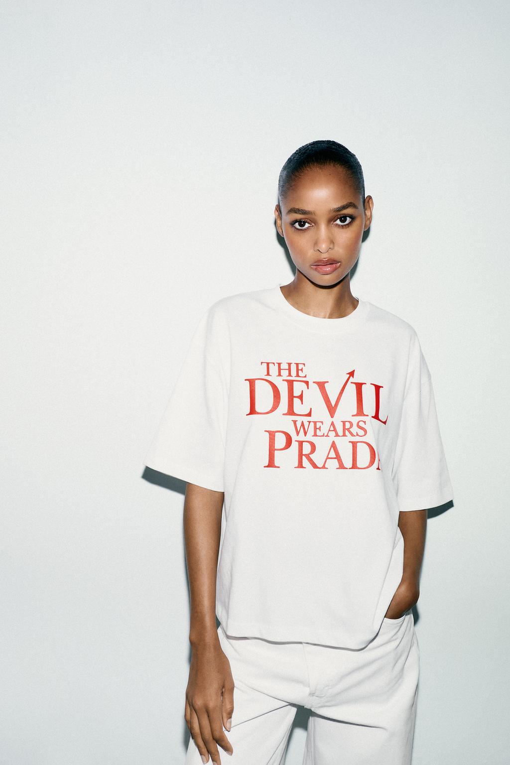Zara Футболка «дьявол носит prada» - Цвет белый - white | 0085/820