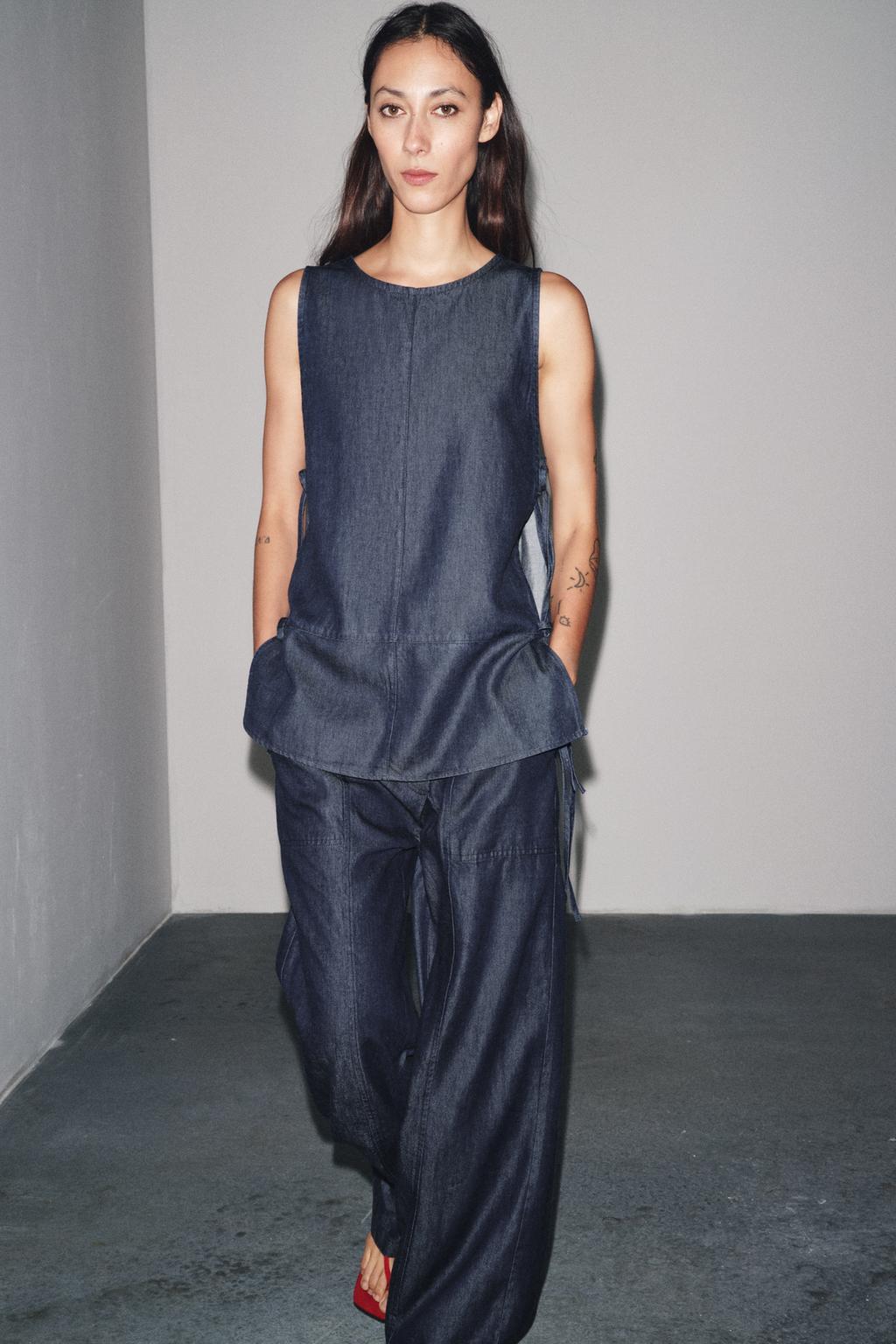 ДЖИНСОВЫЕ БРЮКИ С ПЕРЕКРЕСТНОЙ ЗАСТЕЖКОЙ — ZW COLLECTION