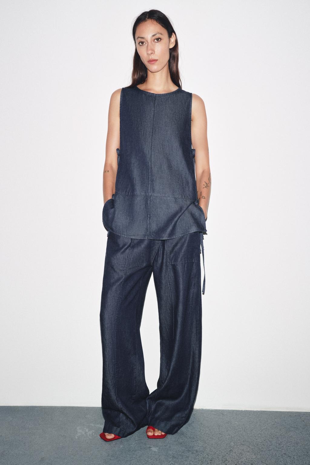 ДЖИНСОВЫЕ БРЮКИ С ПЕРЕКРЕСТНОЙ ЗАСТЕЖКОЙ — ZW COLLECTION