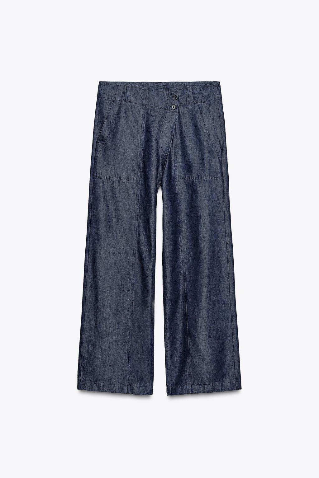 ДЖИНСОВЫЕ БРЮКИ С ПЕРЕКРЕСТНОЙ ЗАСТЕЖКОЙ — ZW COLLECTION