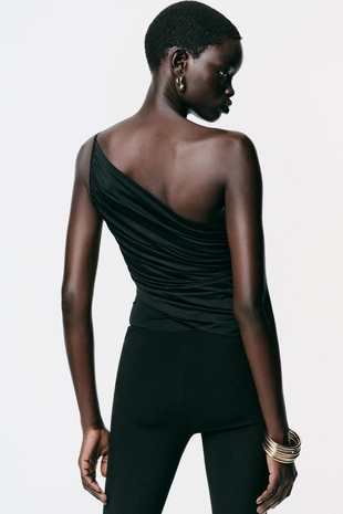 Боди асимметричного кроя со сборками- Заказать в России