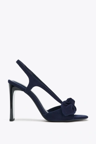 Замшевые босоножки с бантом на каблуке- Заказать в России