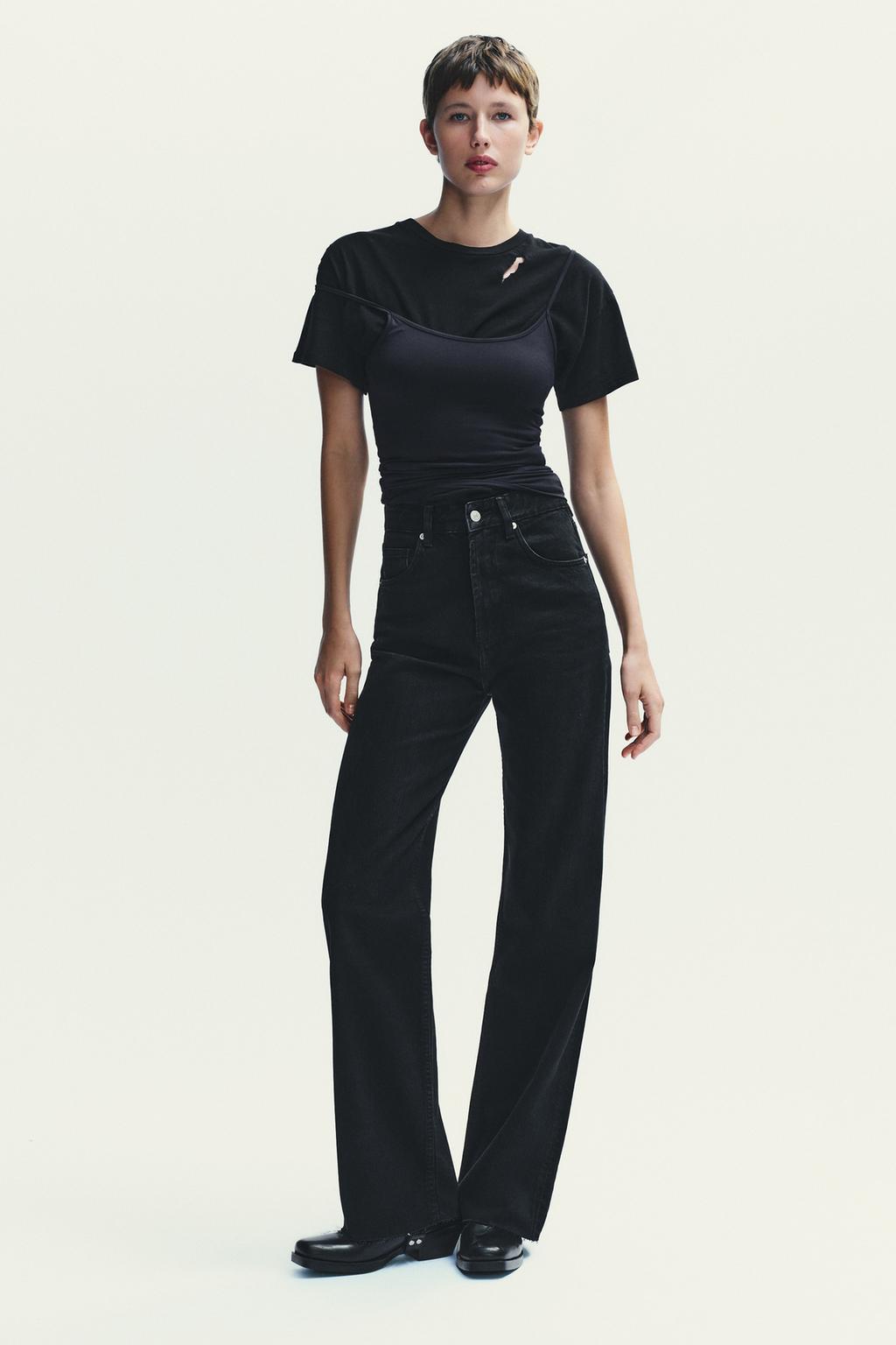 Zara Джинсы trf с высокой посадкой - Цвет черный - black | 5575/229