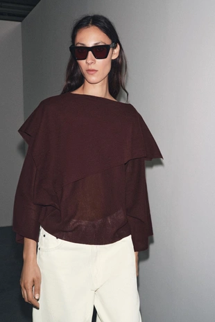 Однотонный трикотажный топ-накидка- Заказать в России