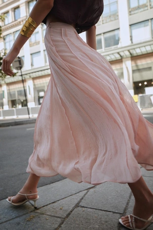 Полупрозрачная юбка-миди с декоративной строчкой- Заказать в России