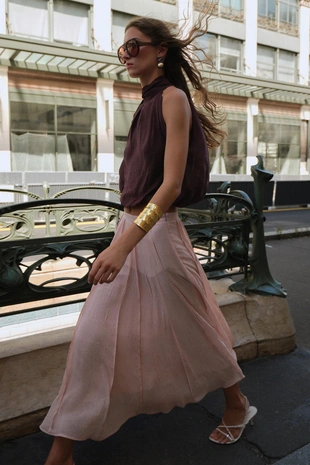 Полупрозрачная юбка-миди с декоративной строчкой- Заказать в России