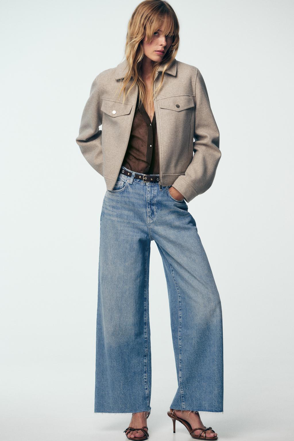 Zara Куртка из мягкой ткани на молнии - Цвет бежевый - beige
