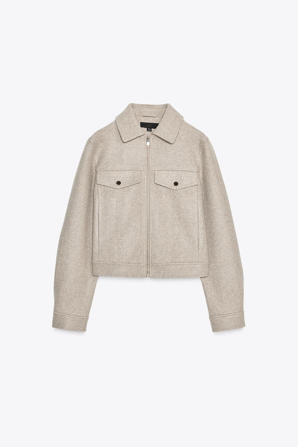 Zara Куртка из мягкой ткани на молнии - Цвет бежевый - beige