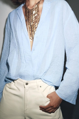 Рубашка оверсайз из ткани структурной вязки ZW COLLECTION- Заказать в России