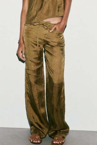 Пижамные брюки с поясом- Заказать в России